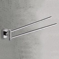 Double Swivel Towel Bar, 14 Inch, Polished Chrome